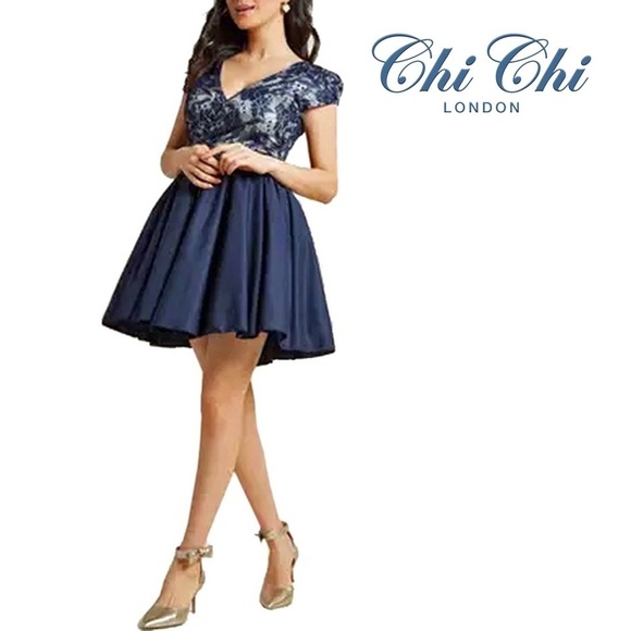 π
ΊCHI Chi London ModCloth Dress Taffeta Lace Satin Tulle Cocktail Special - Picture 1 of 13